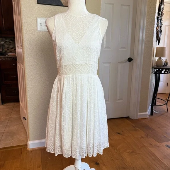 NWT Rebecca Minkoff Trixie Dress White Embroidered Sheer Partially Lined Sz 4 - Picture 5 of 16